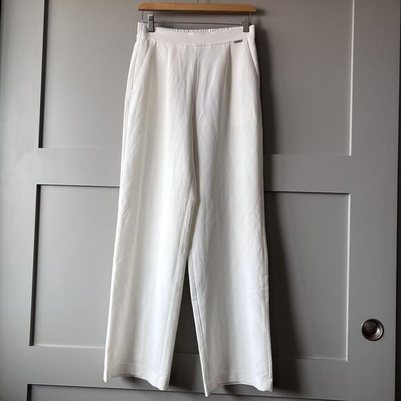 Tahari Pants Womens XS White Wide Leg Pull On Lined Pleated Trousers THF23003 - Picture 1 of 14